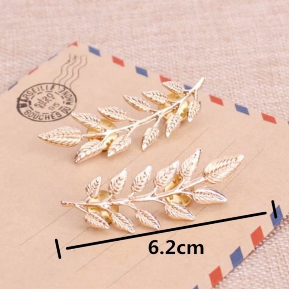 Pair of Leaf Brooches Leaves Collar Pin - Picture 4 of 6